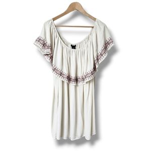 Torrid Boho Crepe Embroidered Ruffle Off Shoulder Top  | 4X